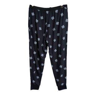 Lucky Brand Sleepwear Pajama Pants Womens XL Four Leaf Clover Print Navy Blue